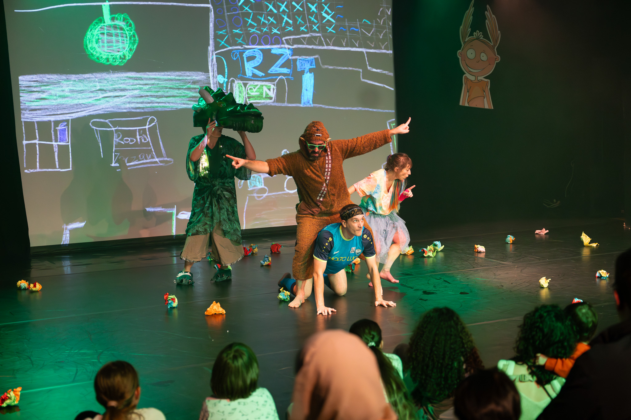 Paula, Peter und Panini bei der Eröffnung der 13. Kinderkulturwoche, Foto: Linz Kultur / Kolbe